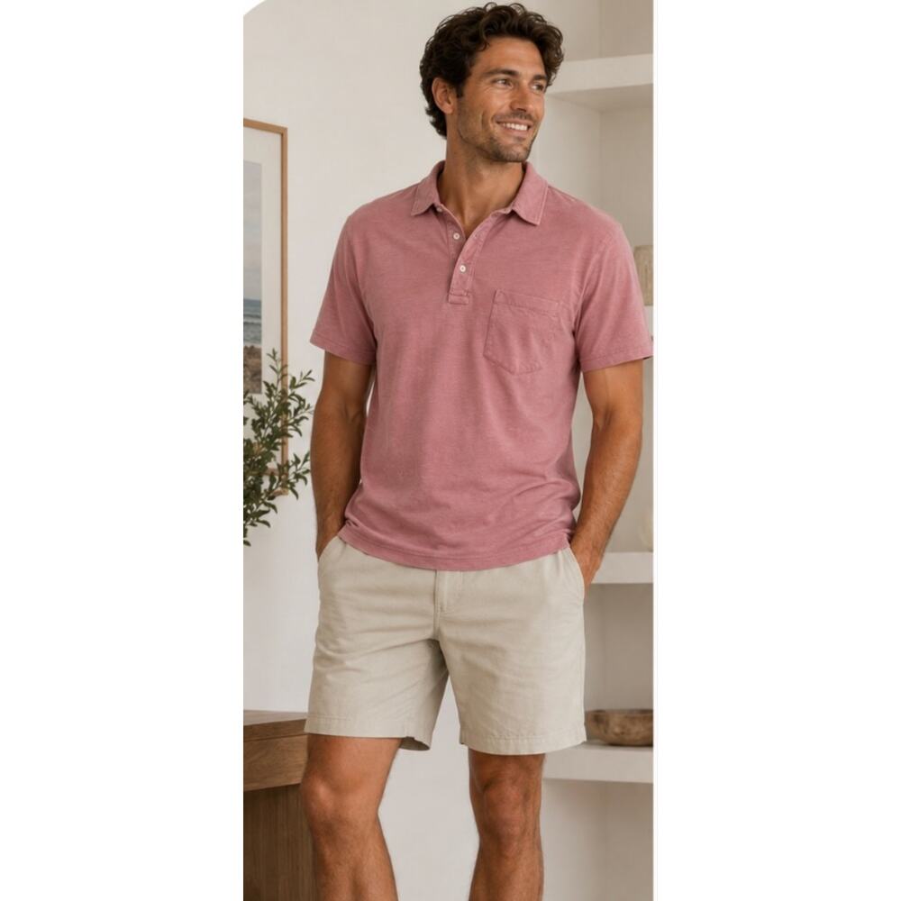 FAHERTY Sunwashed Organic Cotton Polo Shirt Size XL Preppy Casual